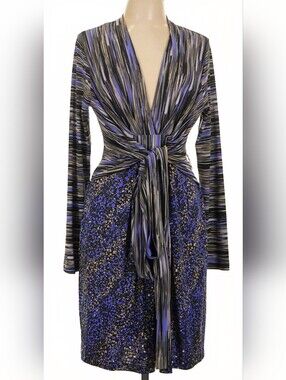 BCBGmaxazria Purple Geometric Long Sleeve Dress Nordstrom Size M